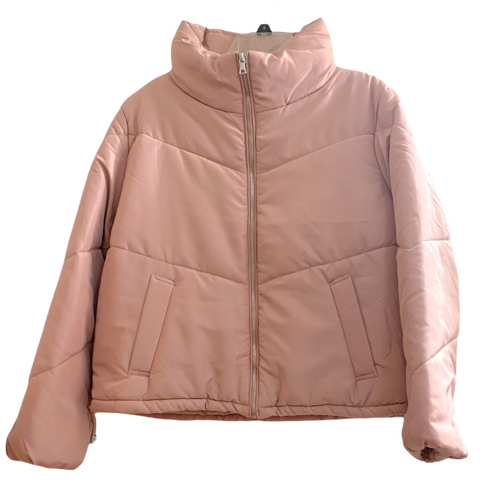 Pink puffer winter coat jacket size large - Picture 3 of 4